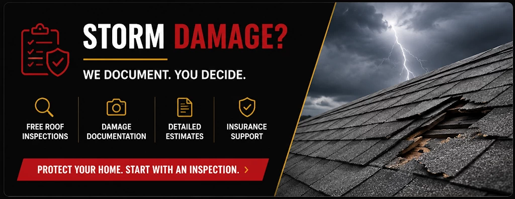 Storm damage roof inspection and insurance documentation in Maryland